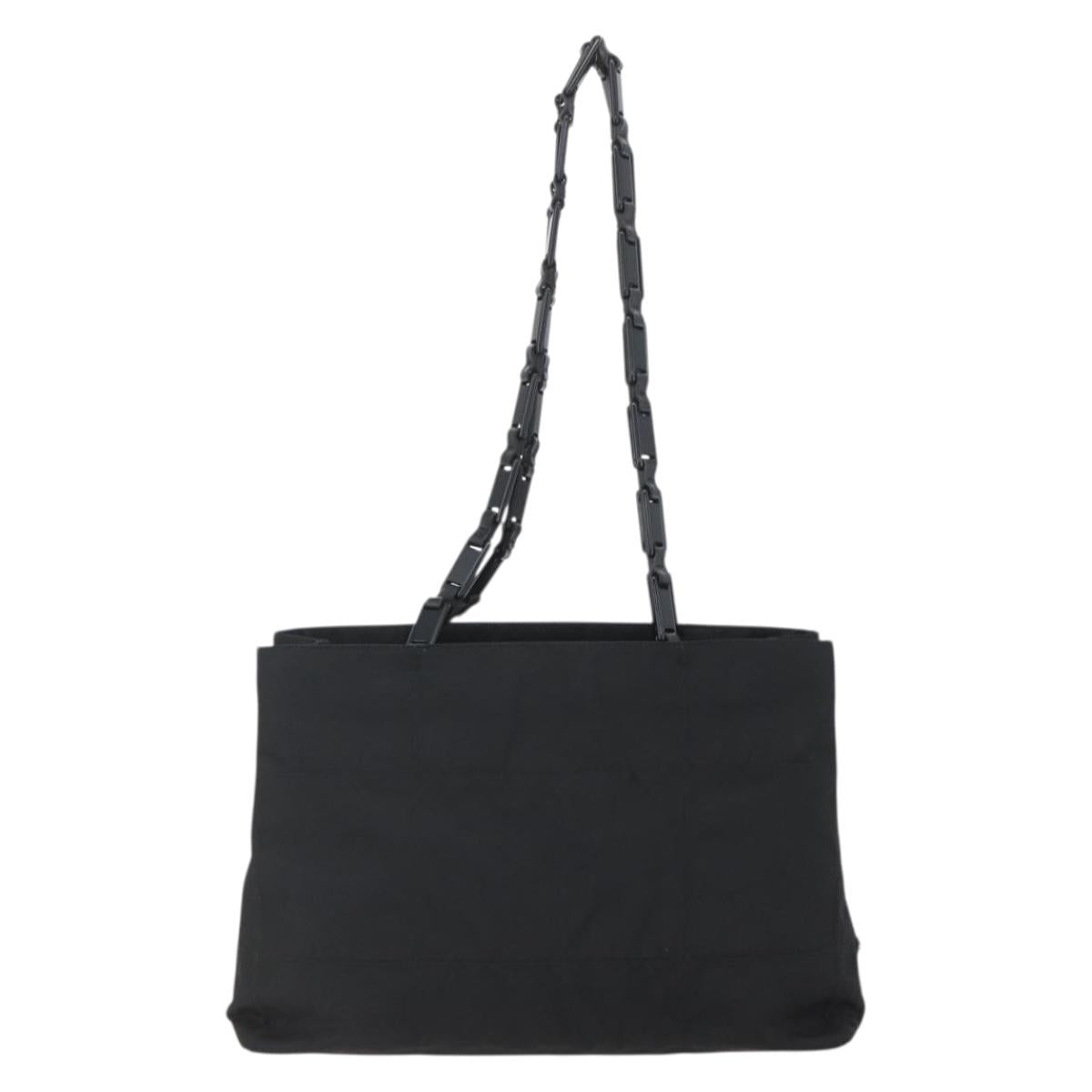 PRADA Shoulder Bag Nylon Black Silver Auth 156948