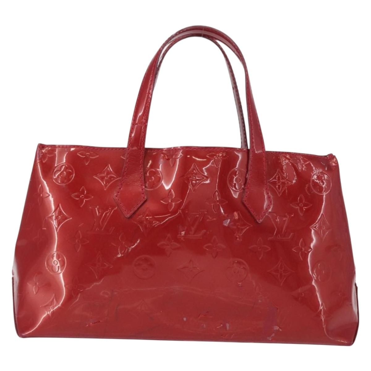 LOUIS VUITTON Vernis Wilshire PM Hand Bag Pomme D'amour M93642 LV Auth 156950