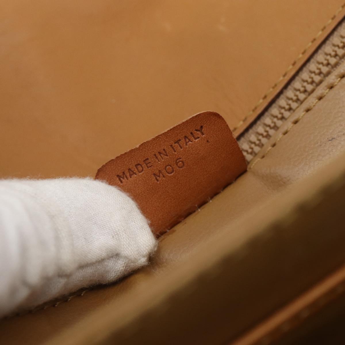 CELINE Macadam Canvas Shoulder Bag PVC Leather White Gold Auth 156965