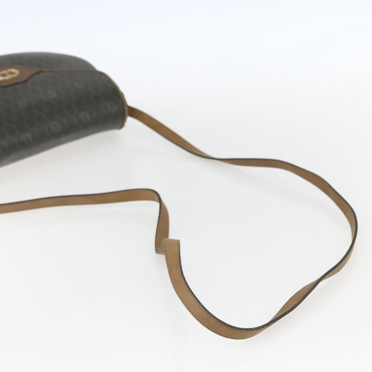 Christian Dior Honeycomb Canvas Shoulder Bag PVC Gold Khaki Auth 156966