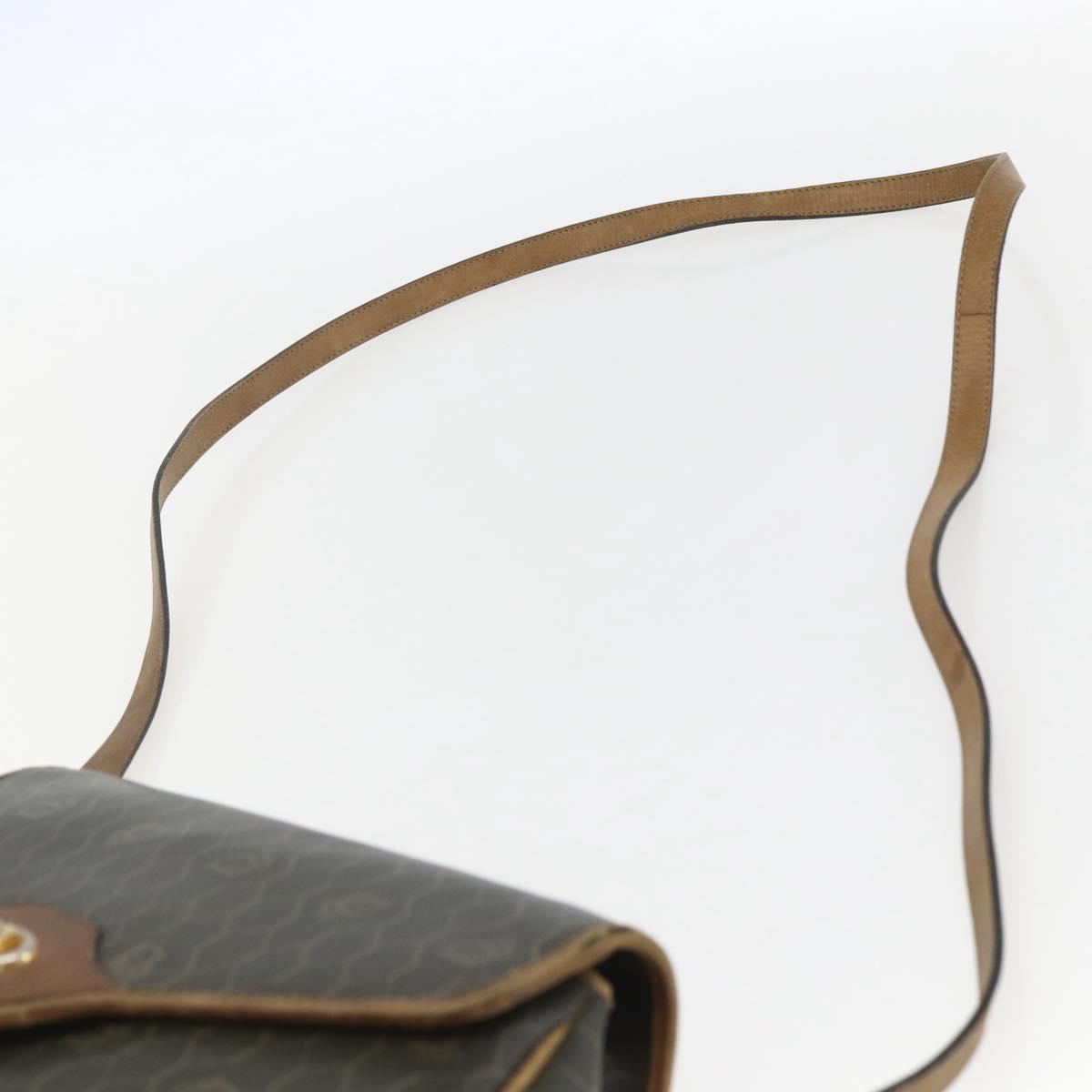 Christian Dior Honeycomb Canvas Shoulder Bag PVC Gold Khaki Auth 156966