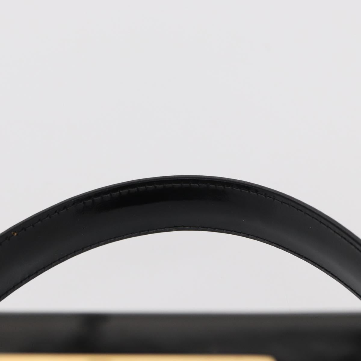 Salvatore Ferragamo Gancini Hand Bag Enamel Black Gold Auth 156968