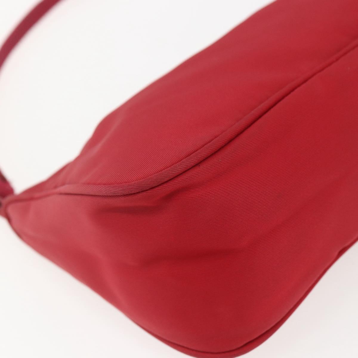 PRADA Accessory Pouch Nylon Red Silver Auth 156978
