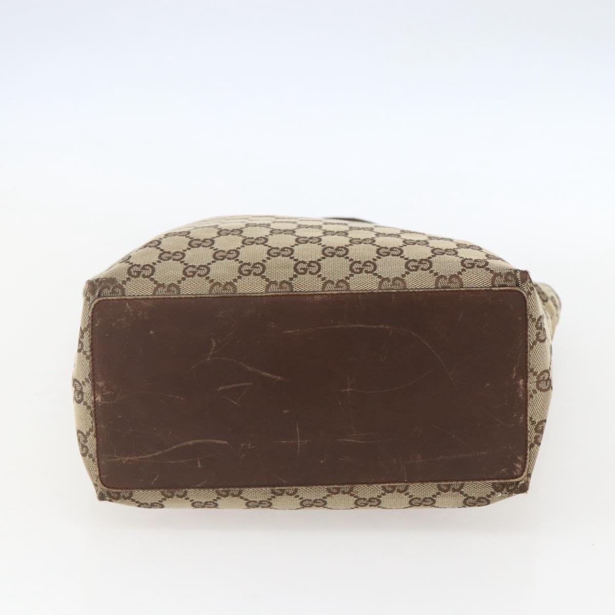 GUCCI GG Canvas Tote Bag Beige Silver 31243 Auth 156980