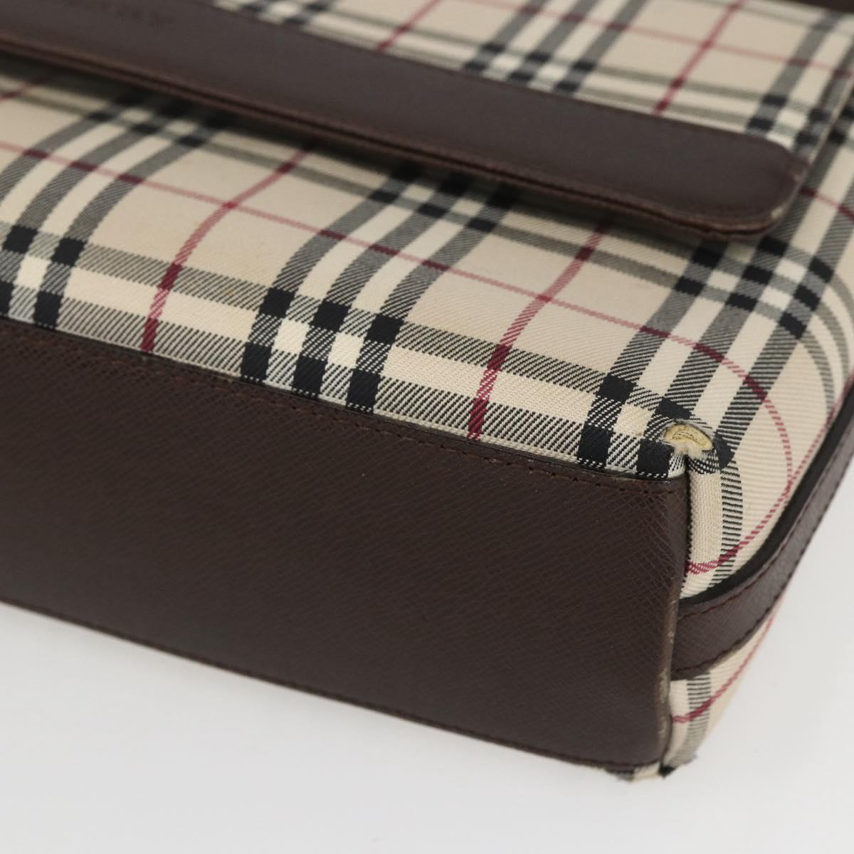 BURBERRY Nova Check Shoulder Bag Canvas Beige Silver Auth 156982