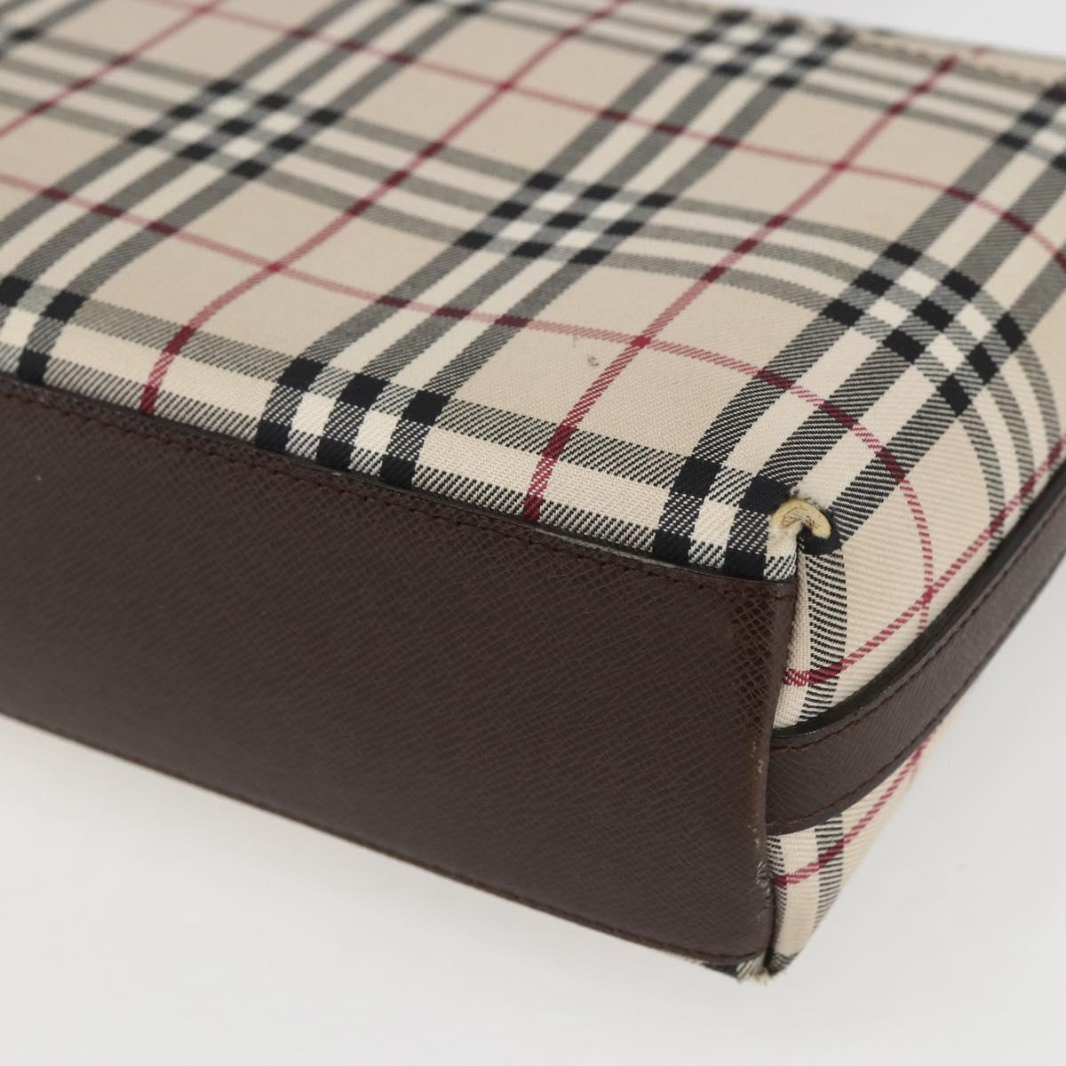 BURBERRY Nova Check Shoulder Bag Canvas Beige Silver Auth 156982