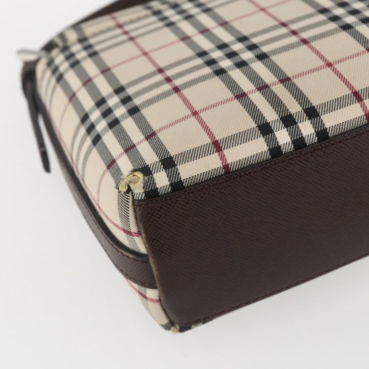 BURBERRY Nova Check Shoulder Bag Canvas Beige Silver Auth 156982