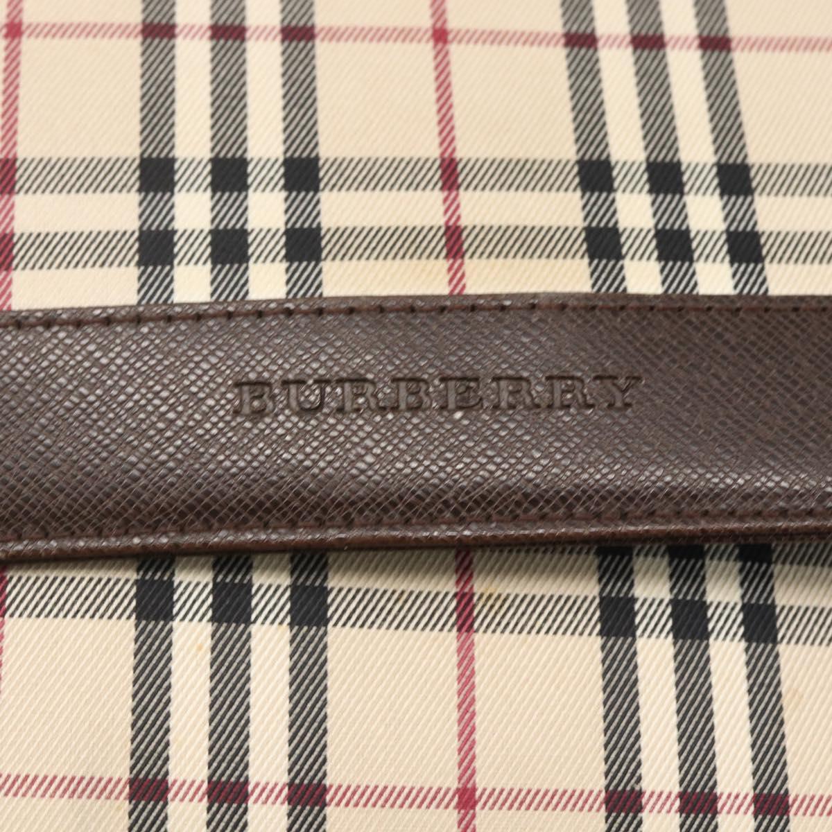 BURBERRY Nova Check Shoulder Bag Canvas Beige Silver Auth 156982