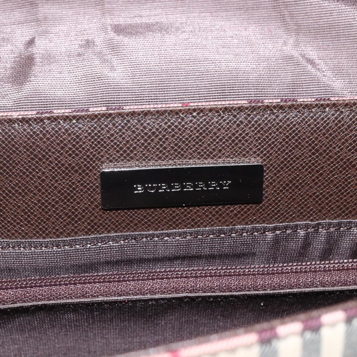 BURBERRY Nova Check Shoulder Bag Canvas Beige Silver Auth 156982