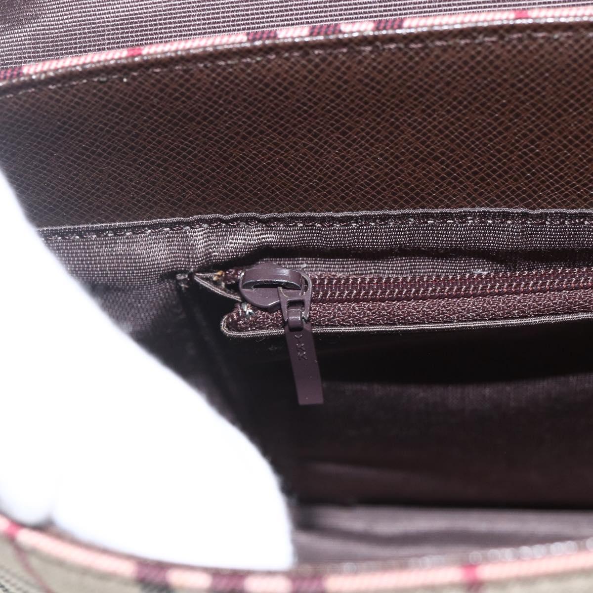 BURBERRY Nova Check Shoulder Bag Canvas Beige Silver Auth 156982