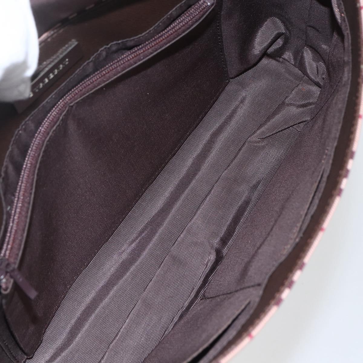 BURBERRY Nova Check Shoulder Bag Canvas Beige Silver Auth 156982