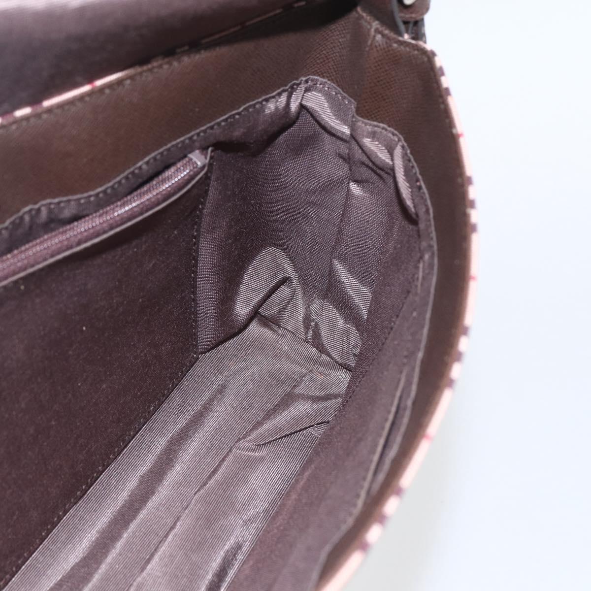 BURBERRY Nova Check Shoulder Bag Canvas Beige Silver Auth 156982