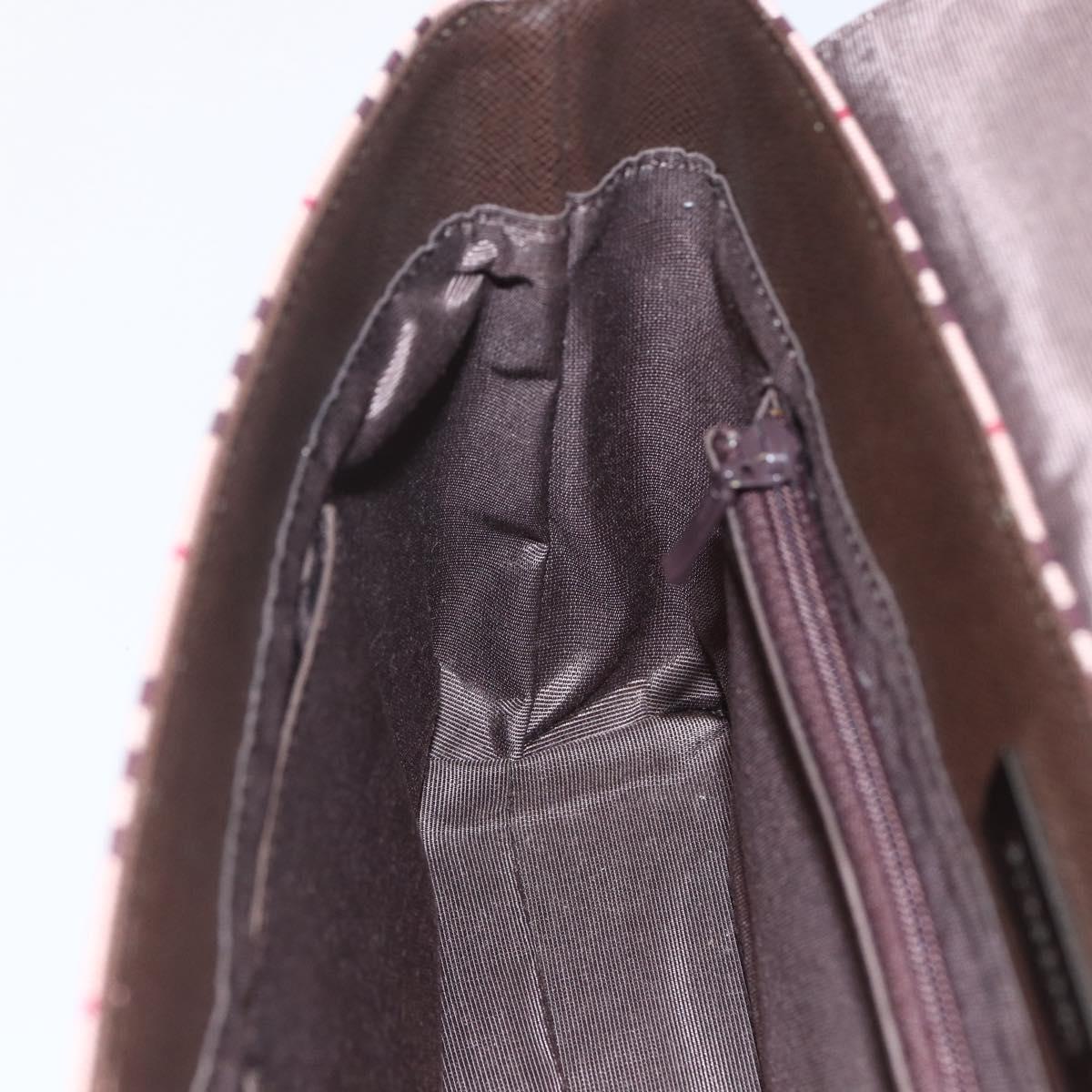 BURBERRY Nova Check Shoulder Bag Canvas Beige Silver Auth 156982