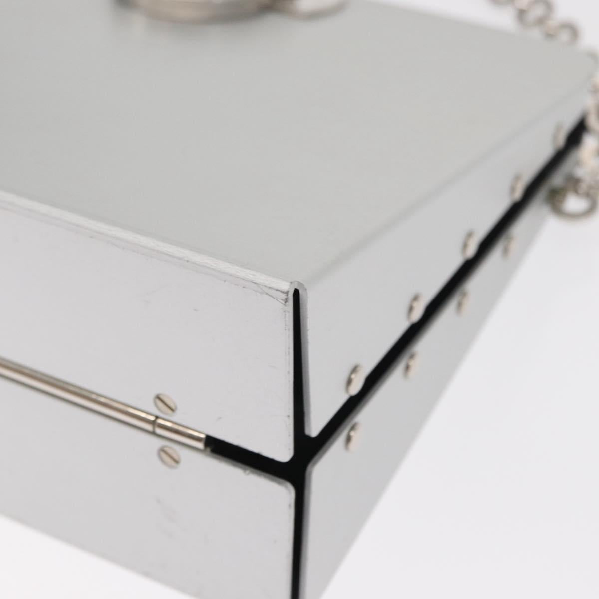 Salvatore Ferragamo Chain Gancini Bag Stainless Steel Silver Auth 156983V
