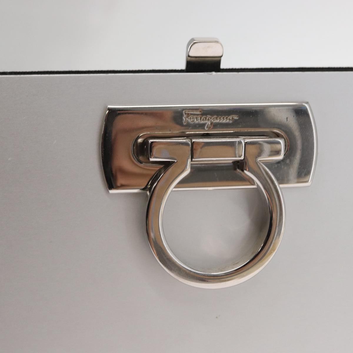 Salvatore Ferragamo Chain Gancini Bag Stainless Steel Silver Auth 156983V