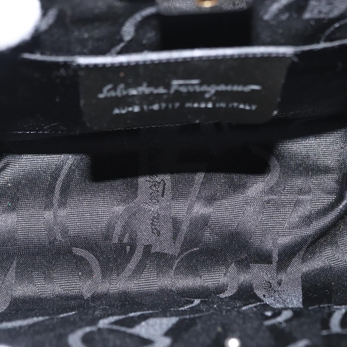 Salvatore Ferragamo Chain Gancini Bag Stainless Steel Silver Auth 156983V