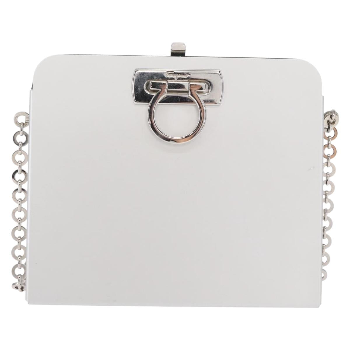 Salvatore Ferragamo Chain Gancini Bag Stainless Steel Silver Auth 156983V