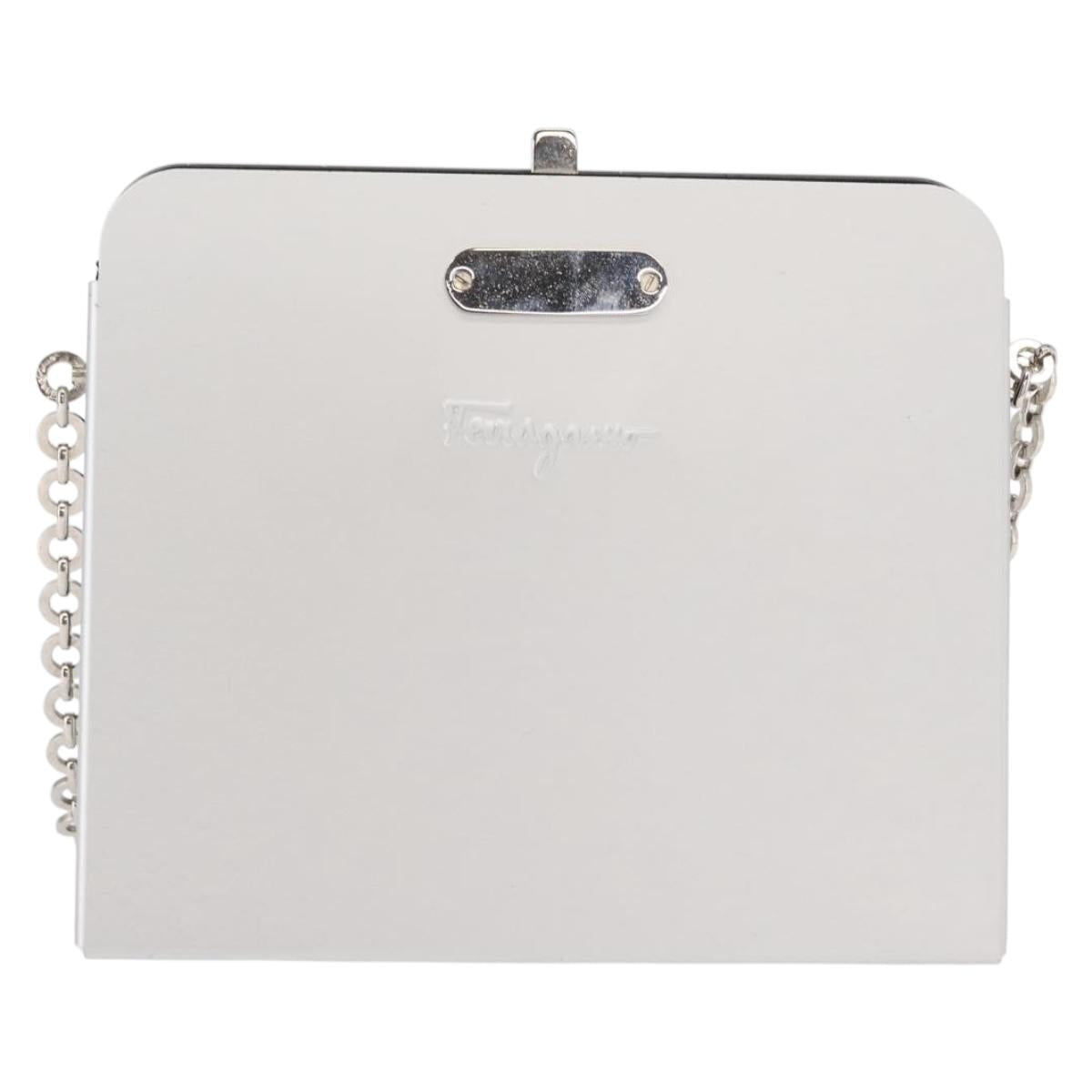 Salvatore Ferragamo Chain Gancini Bag Stainless Steel Silver Auth 156983V