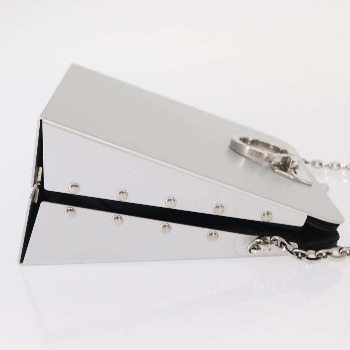 Salvatore Ferragamo Chain Gancini Bag Stainless Steel Silver Auth 156983V