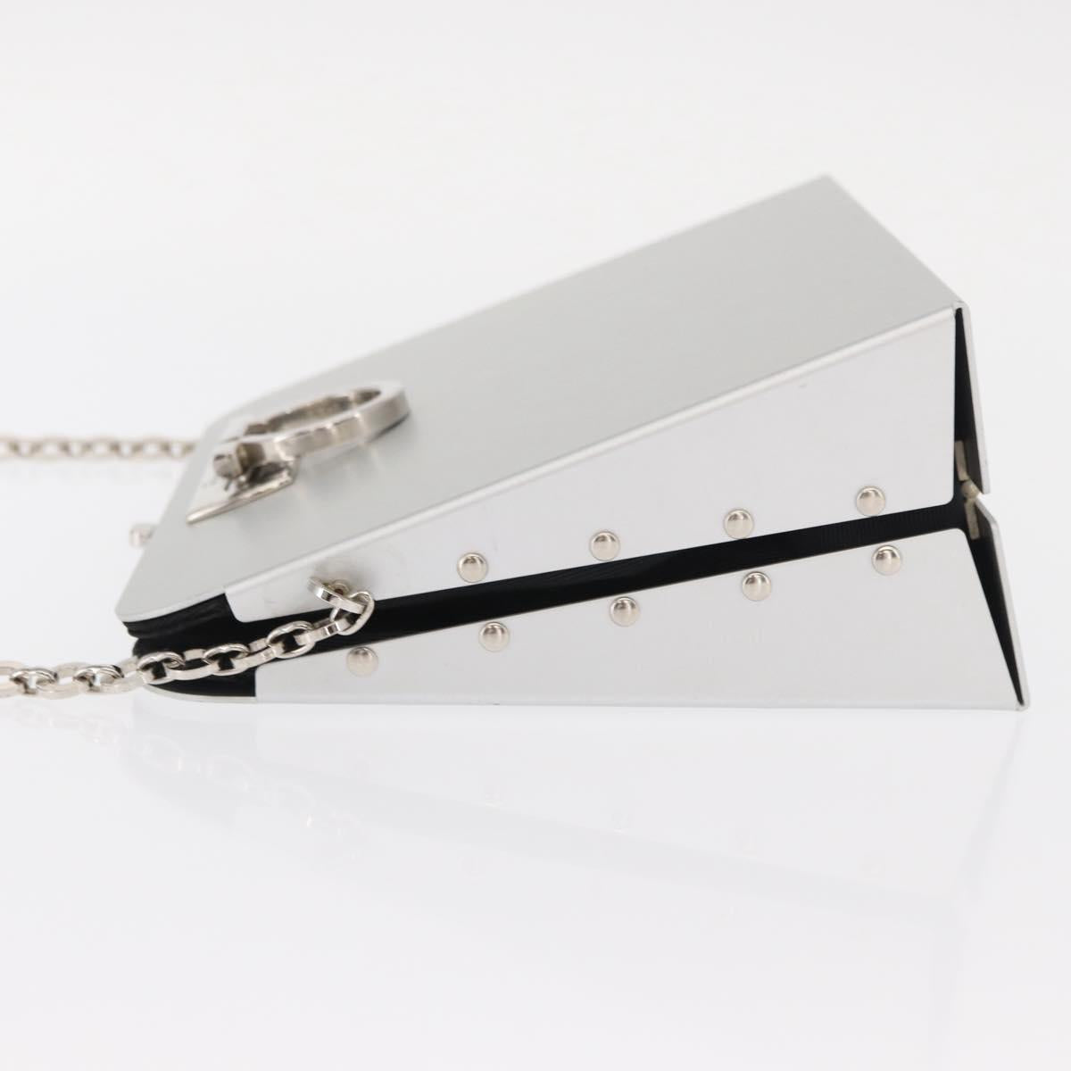 Salvatore Ferragamo Chain Gancini Bag Stainless Steel Silver Auth 156983V