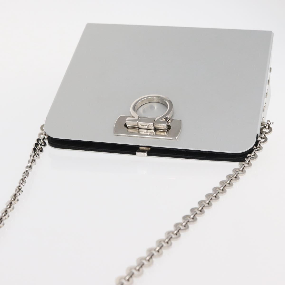 Salvatore Ferragamo Chain Gancini Bag Stainless Steel Silver Auth 156983V