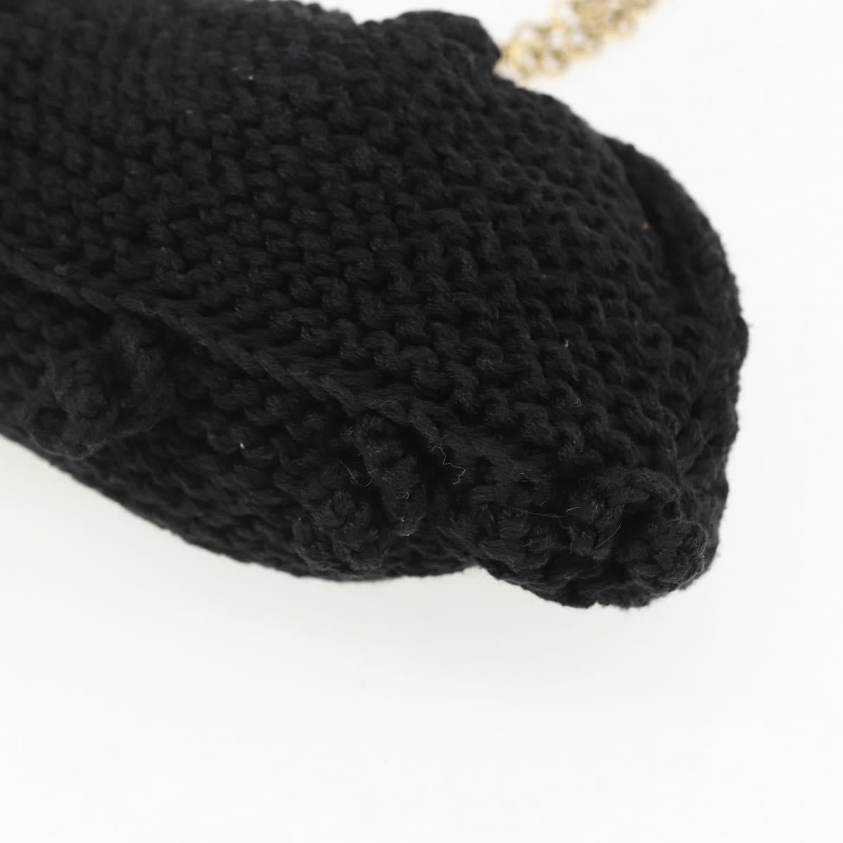 Salvatore Ferragamo Chain Shoulder Bag knitted Fabrics Black Gold Auth 156985V