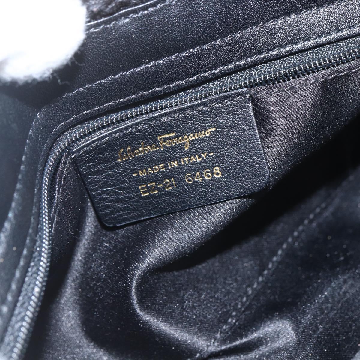 Salvatore Ferragamo Chain Shoulder Bag knitted Fabrics Black Gold Auth 156985V