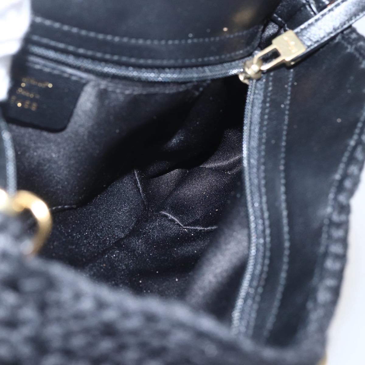 Salvatore Ferragamo Chain Shoulder Bag knitted Fabrics Black Gold Auth 156985V