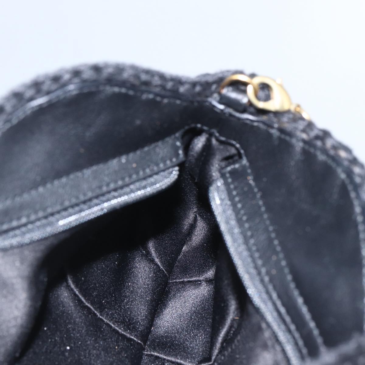 Salvatore Ferragamo Chain Shoulder Bag knitted Fabrics Black Gold Auth 156985V