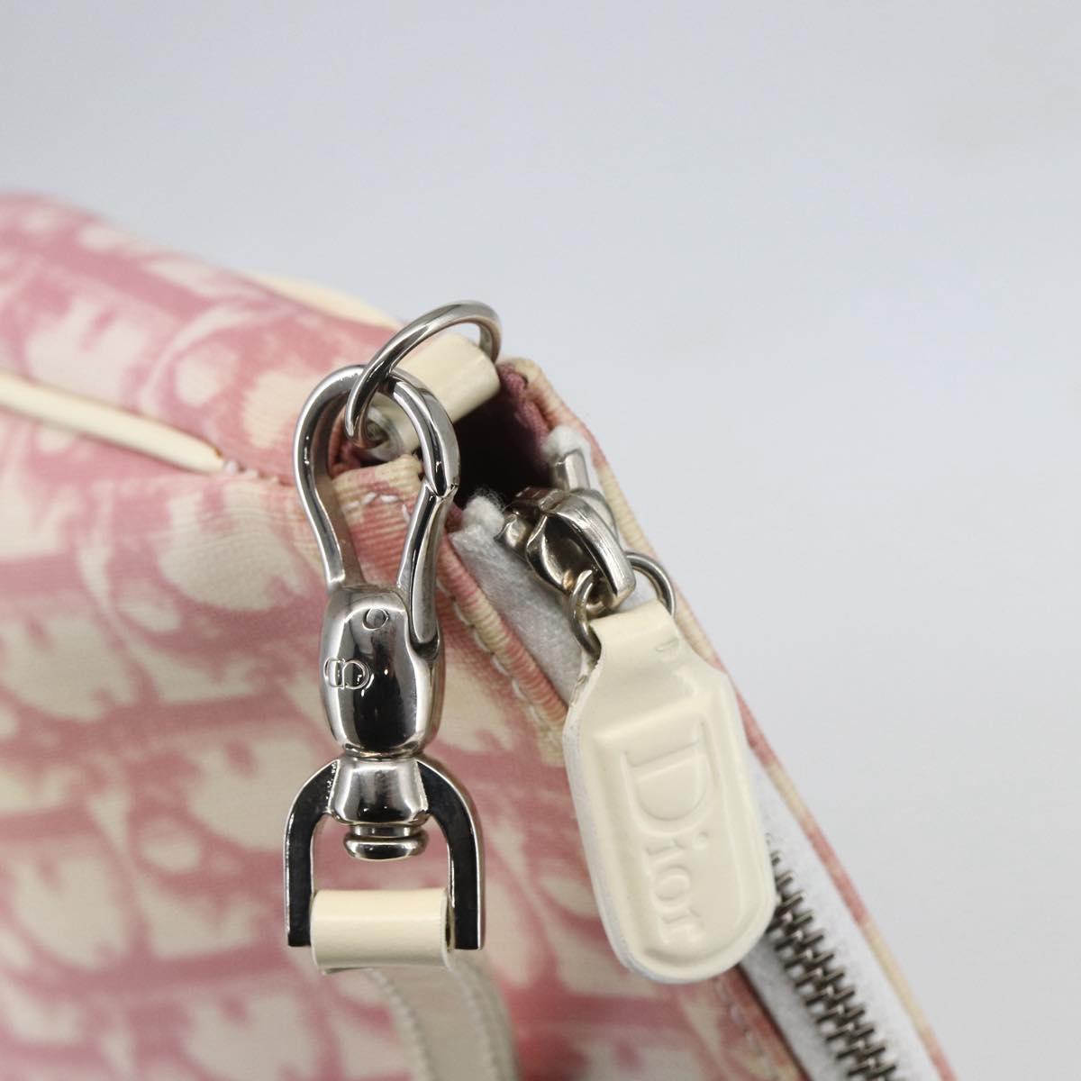Christian Dior Trotter Canvas Saddle Shoulder Bag PVC Pink Silver Auth 156986V