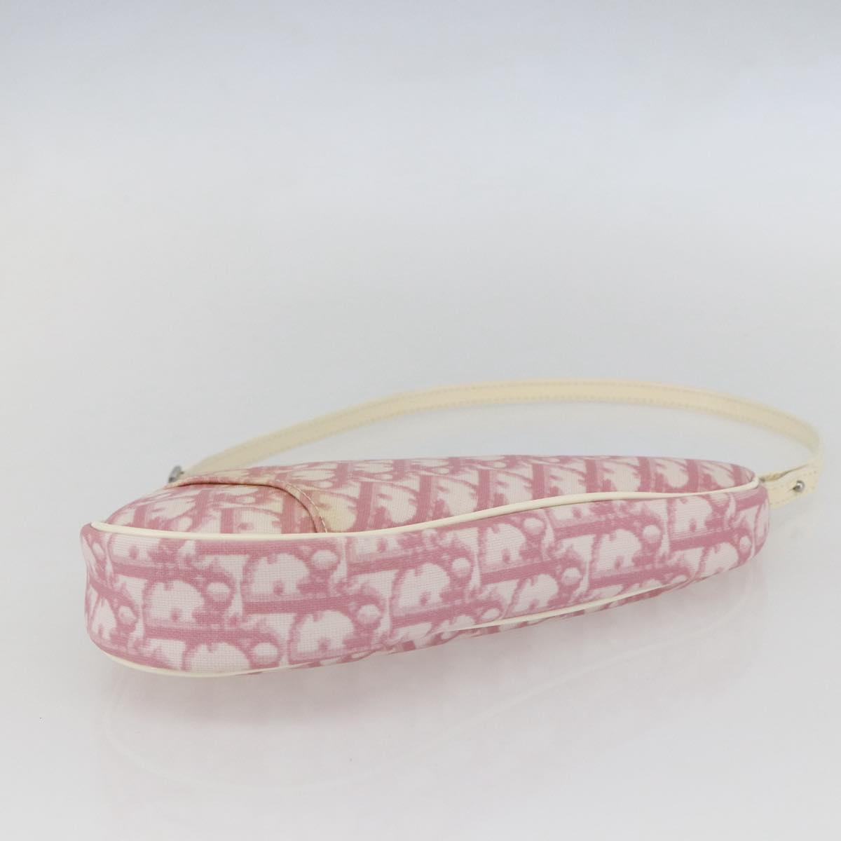 Christian Dior Trotter Canvas Saddle Shoulder Bag PVC Pink Silver Auth 156986V