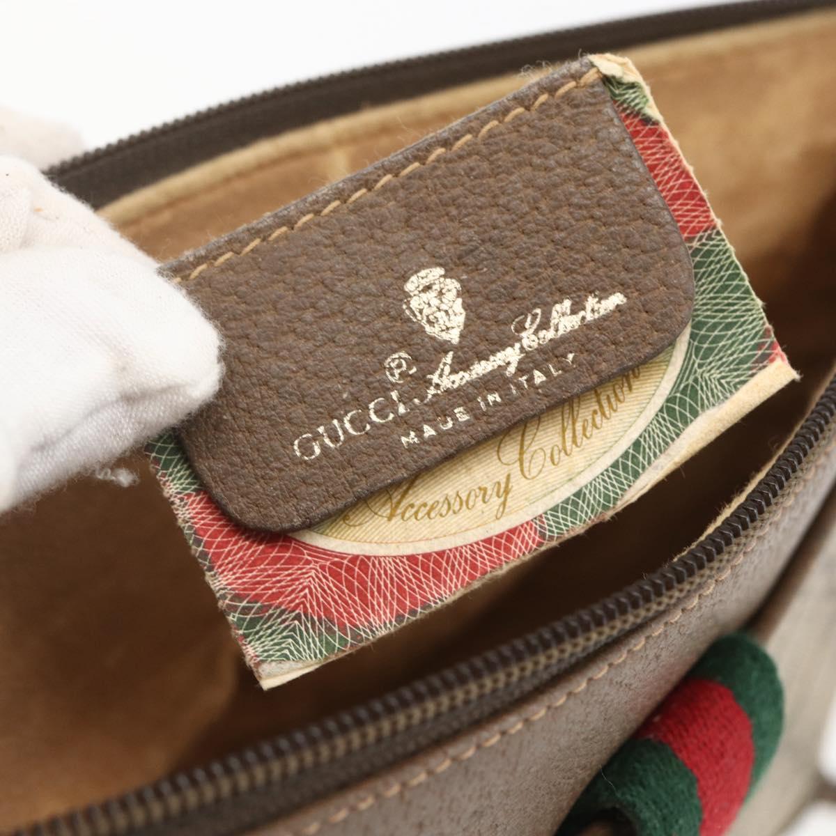 GUCCI GG Supreme Web Sherry Line Bag PVC Beige Gold 904 02 026 Auth 156988