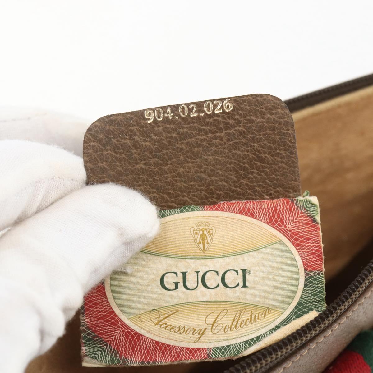 GUCCI GG Supreme Web Sherry Line Bag PVC Beige Gold 904 02 026 Auth 156988