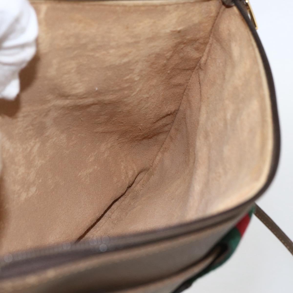 GUCCI GG Supreme Web Sherry Line Bag PVC Beige Gold 904 02 026 Auth 156988