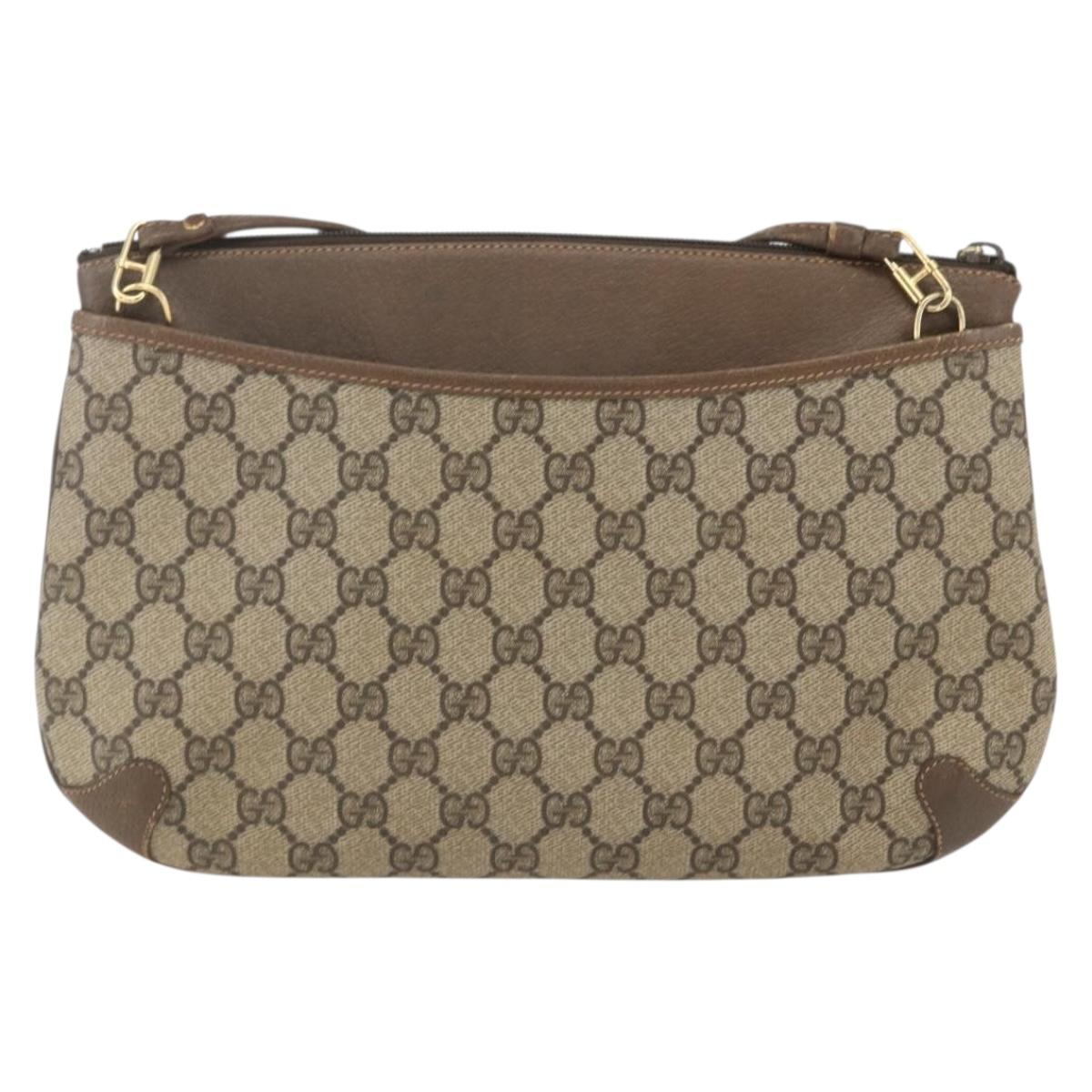 GUCCI GG Supreme Web Sherry Line Bag PVC Beige Gold 904 02 026 Auth 156988