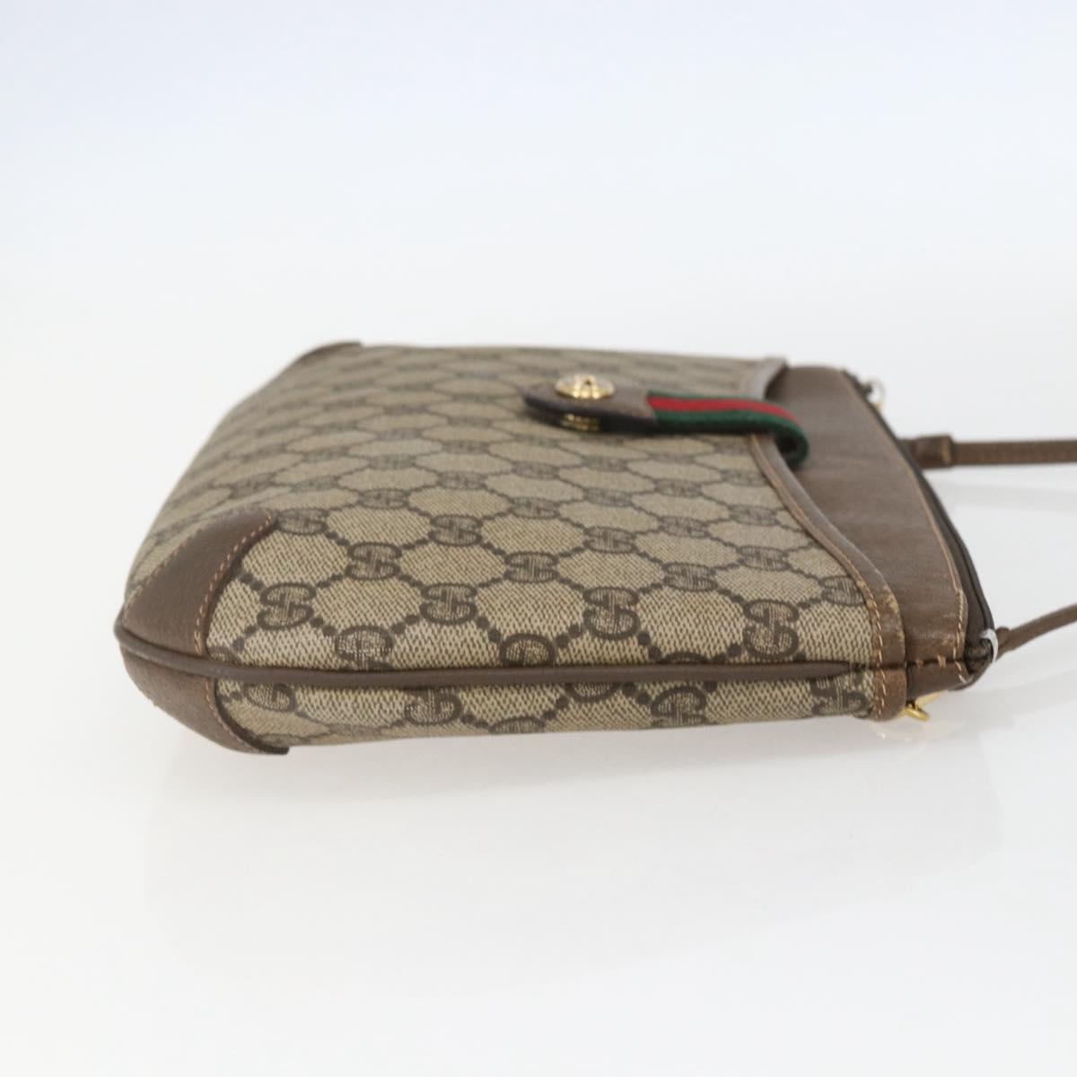 GUCCI GG Supreme Web Sherry Line Bag PVC Beige Gold 904 02 026 Auth 156988