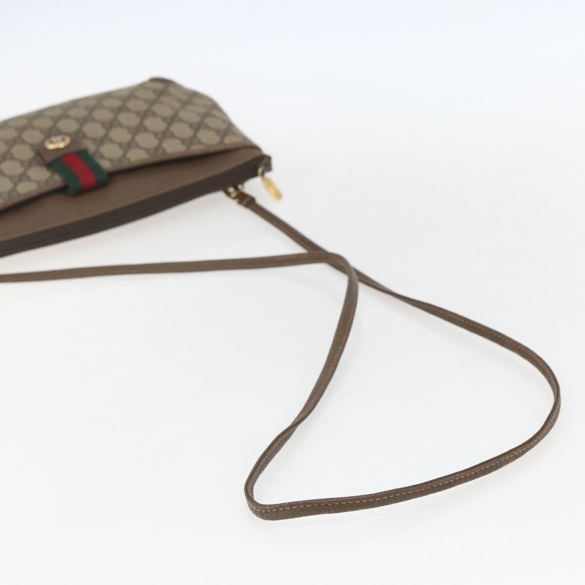 GUCCI GG Supreme Web Sherry Line Bag PVC Beige Gold 904 02 026 Auth 156988