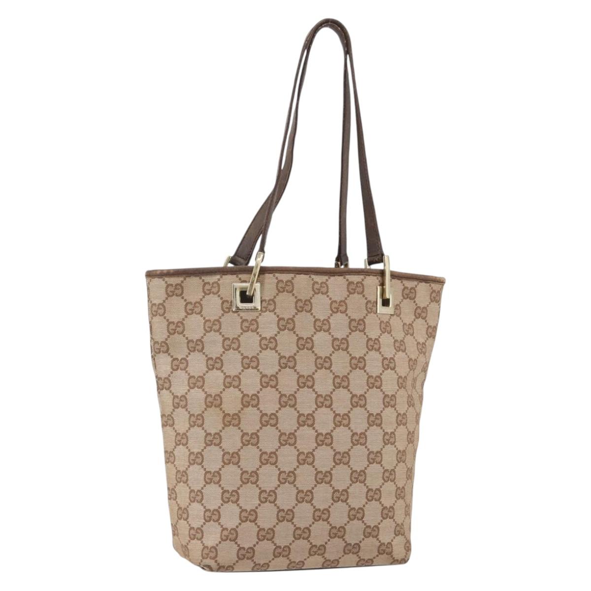 GUCCI GG Canvas Hand Bag Beige Gold 002 1099 Auth 156989