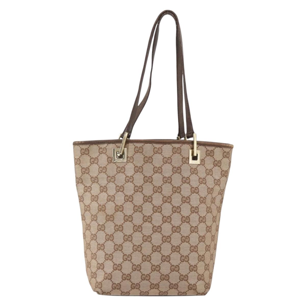 GUCCI GG Canvas Hand Bag Beige Gold 002 1099 Auth 156989