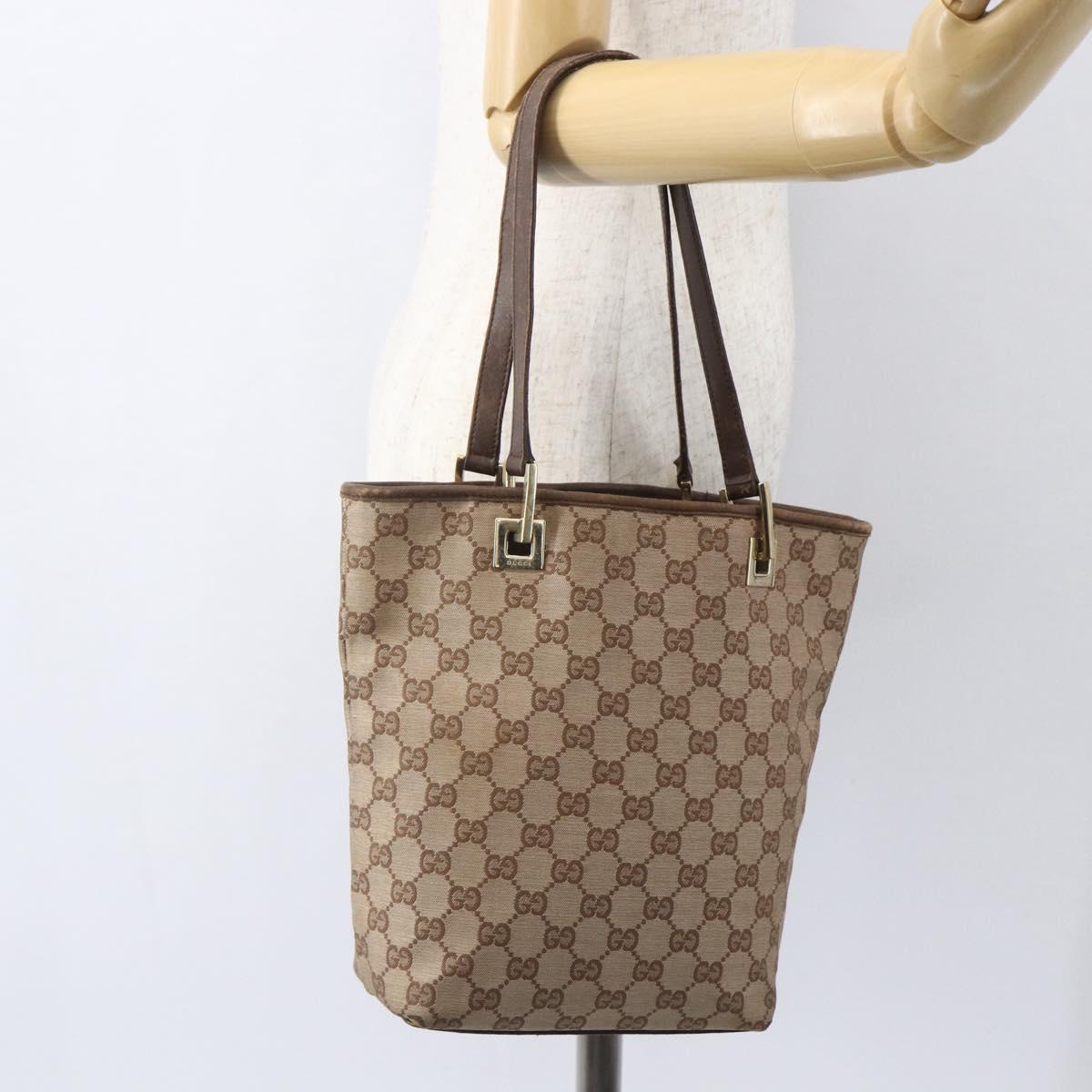 GUCCI GG Canvas Hand Bag Beige Gold 002 1099 Auth 156989