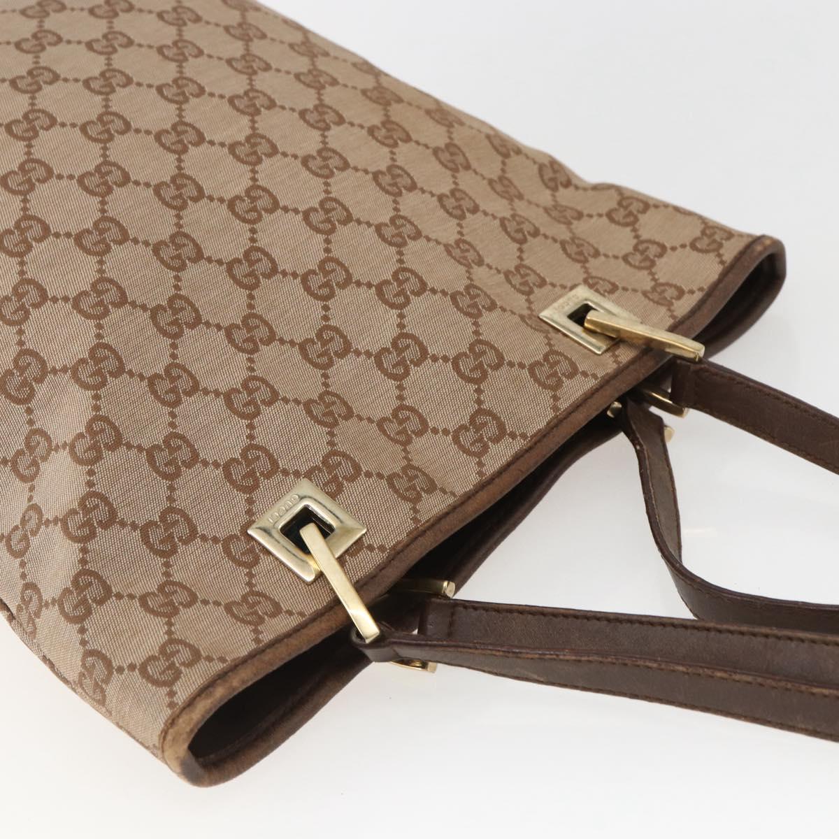 GUCCI GG Canvas Hand Bag Beige Gold 002 1099 Auth 156989