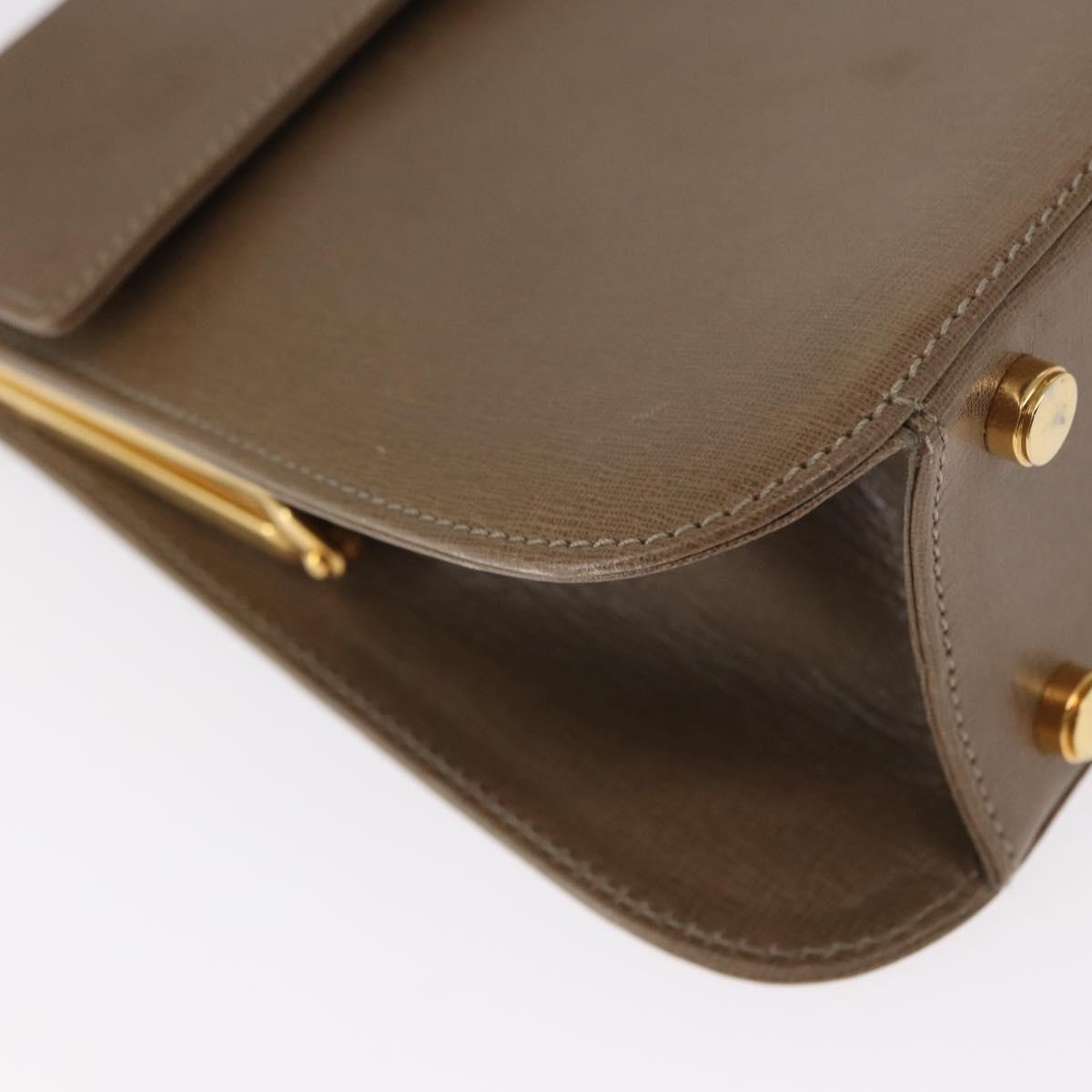 Salvatore Ferragamo Gancini Hand Bag Leather 2way Beige Gold Auth 157001