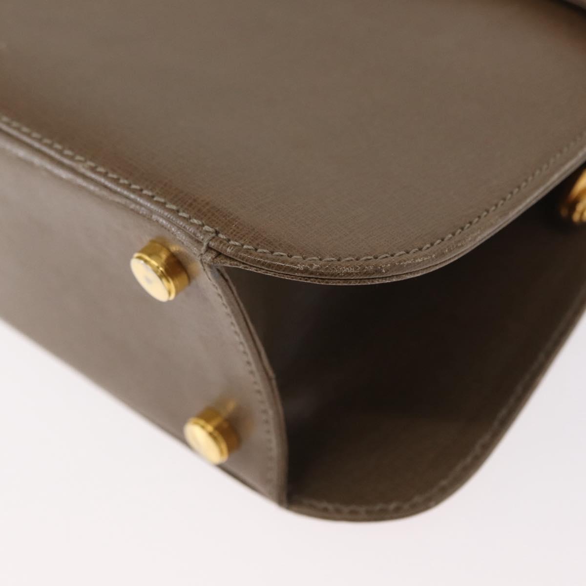 Salvatore Ferragamo Gancini Hand Bag Leather 2way Beige Gold Auth 157001