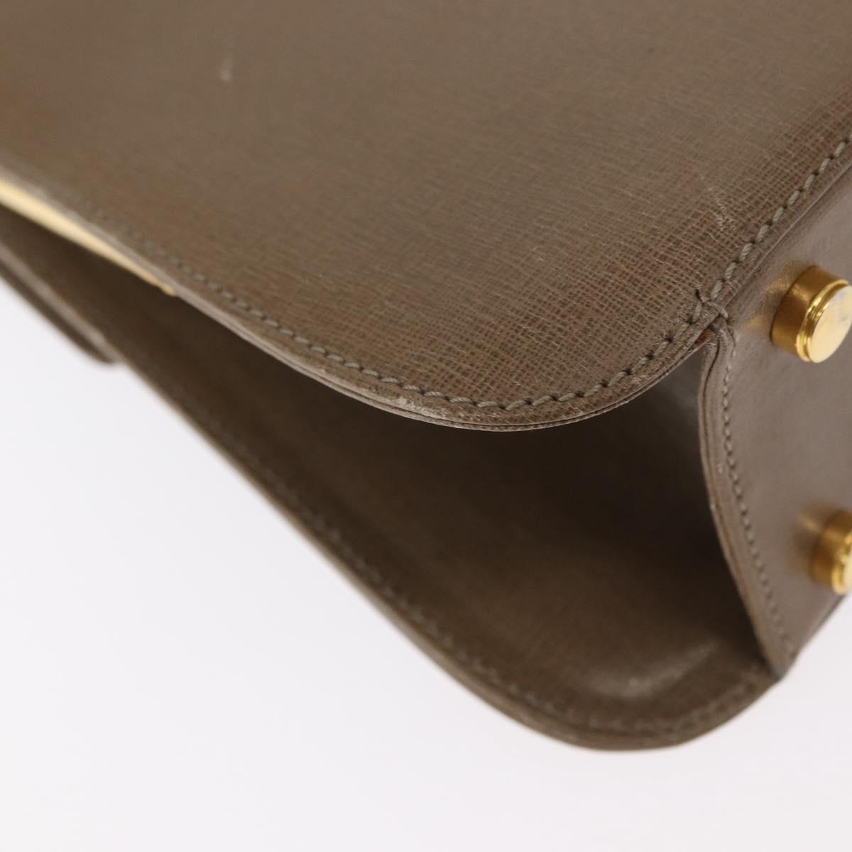 Salvatore Ferragamo Gancini Hand Bag Leather 2way Beige Gold Auth 157001