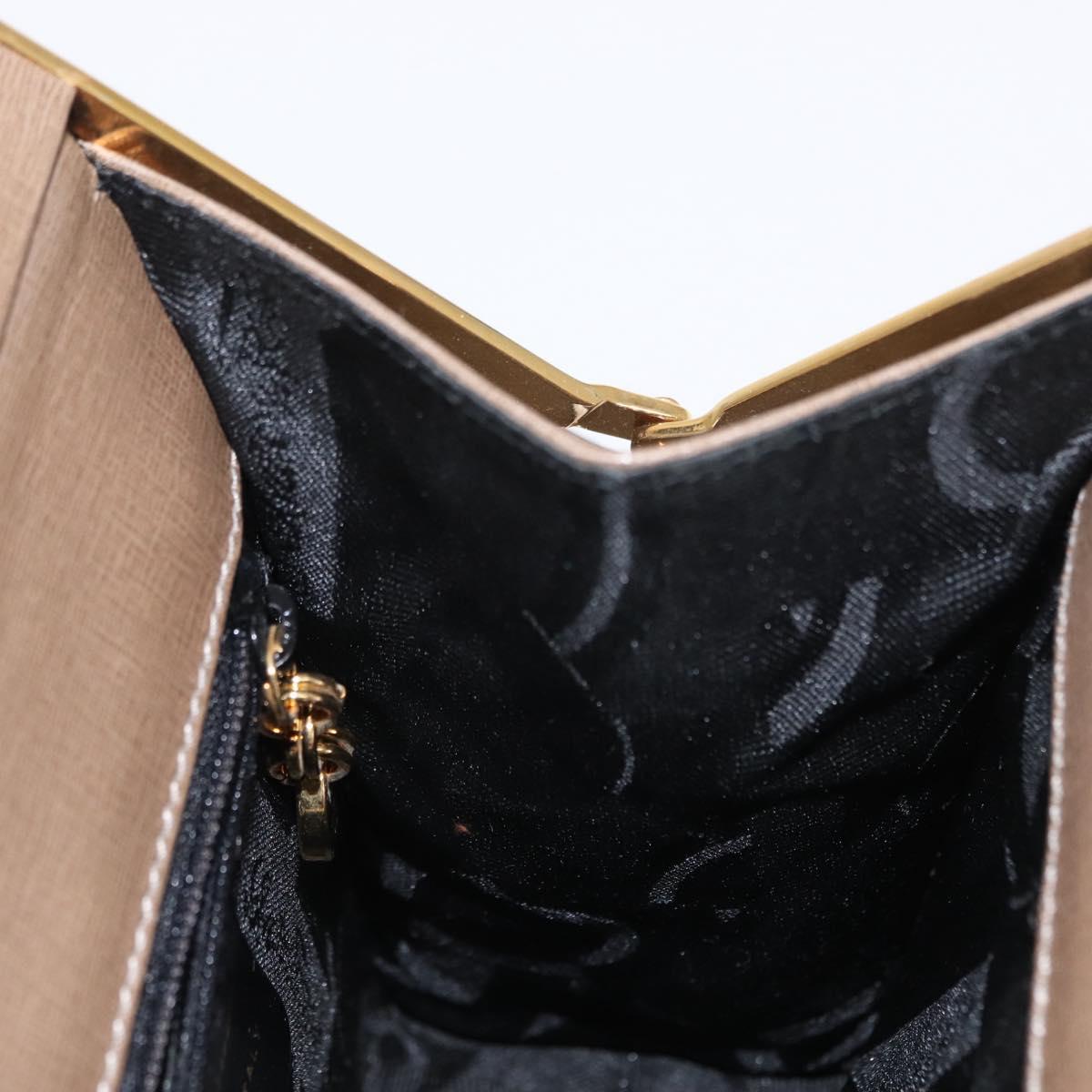 Salvatore Ferragamo Gancini Hand Bag Leather 2way Beige Gold Auth 157001