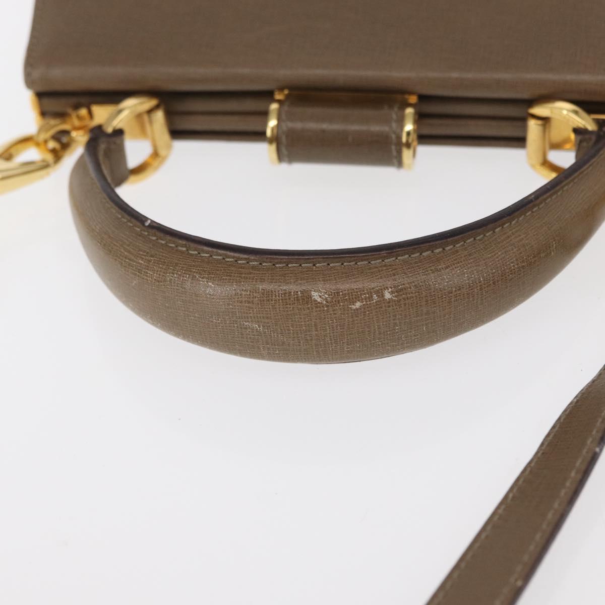 Salvatore Ferragamo Gancini Hand Bag Leather 2way Beige Gold Auth 157001