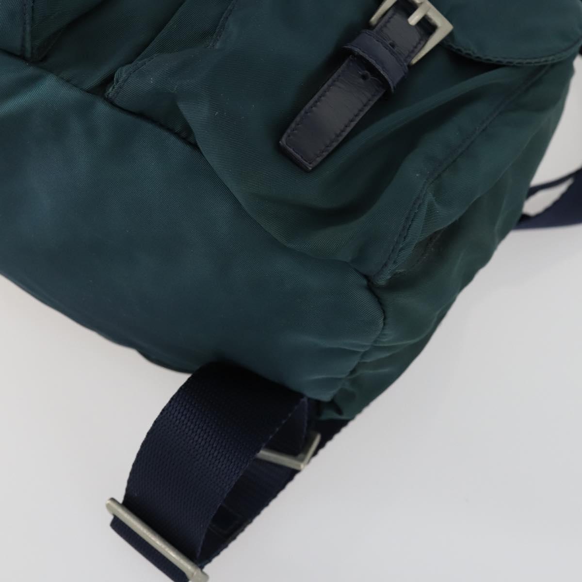 PRADA Backpack Nylon Green Silver Auth 157004