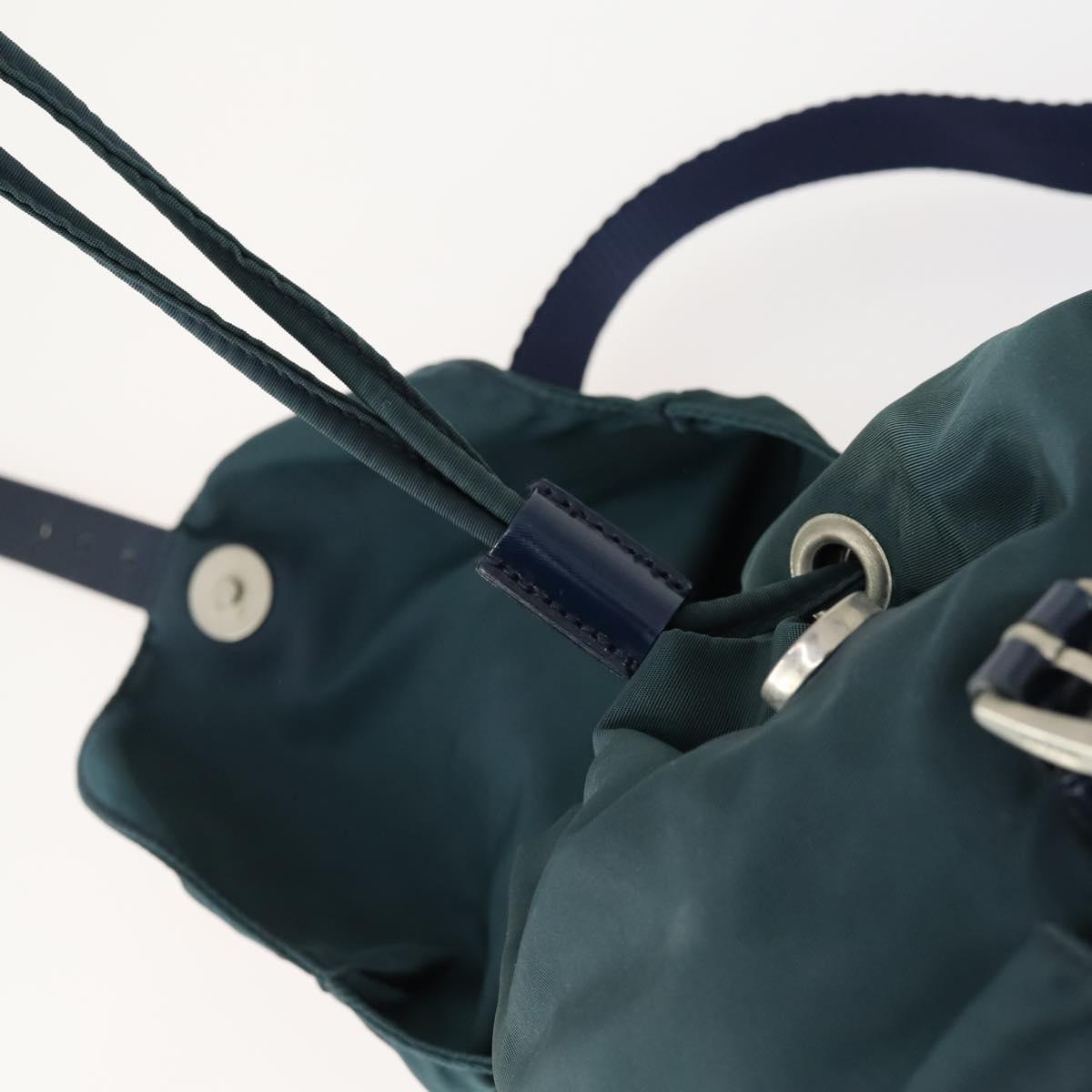 PRADA Backpack Nylon Green Silver Auth 157004