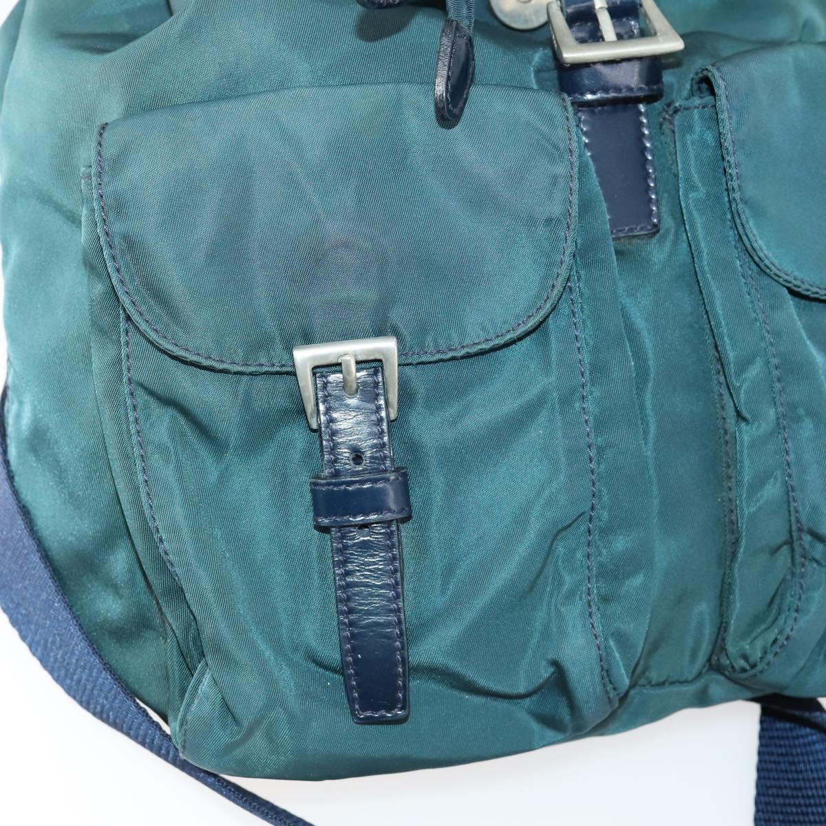 PRADA Backpack Nylon Green Silver Auth 157004