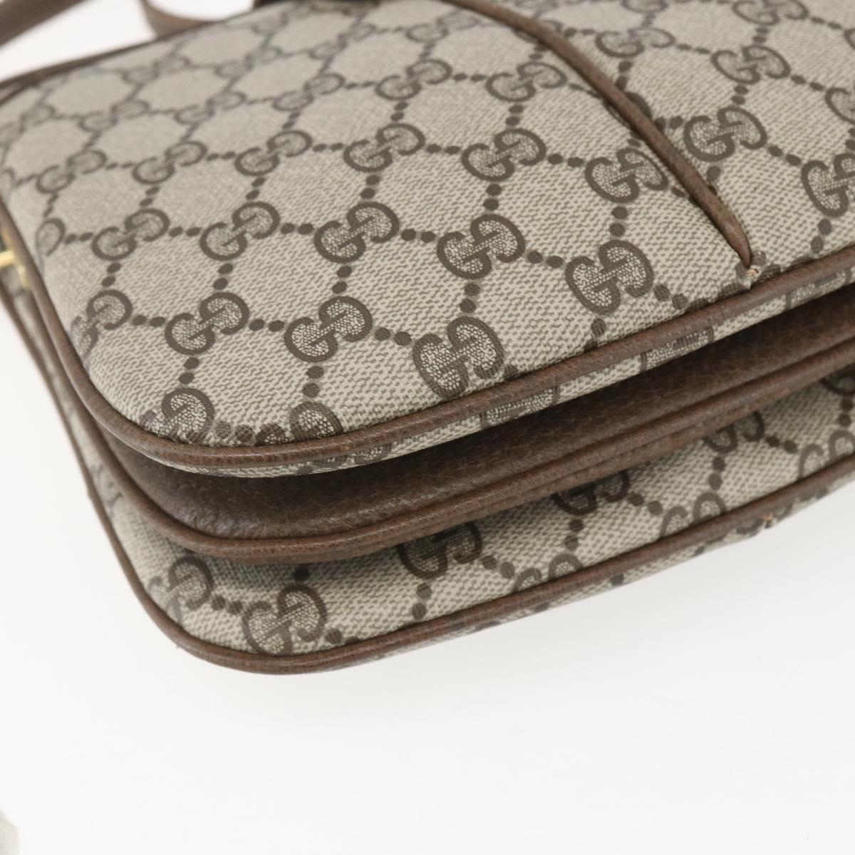 GUCCI GG Supreme Web Sherry Line Bag PVC Beige Gold 10 02 037 Auth 157006